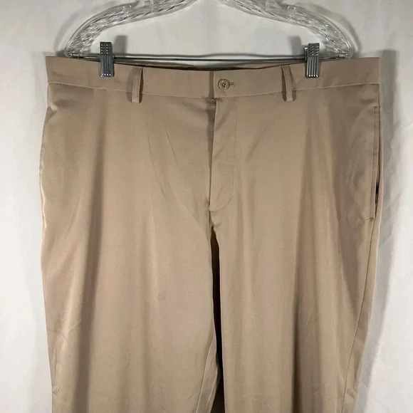Slazenger Golf Pants Men's 36x30 Solid Beige Pockets Button Zip Poly Blend - Picture 2 of 9
